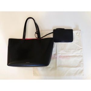 Mansur gavriel black tote with red interior